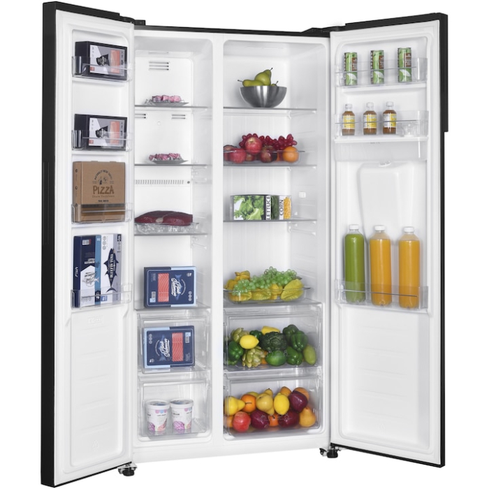 Side by Side Heinner HSBS-H439NFBKWDE++, 439 l, No Frost, Clasa E, Display, Dozator de apa, Functie smart, Functie congelare si racire rapida, H 177, Negru [7]