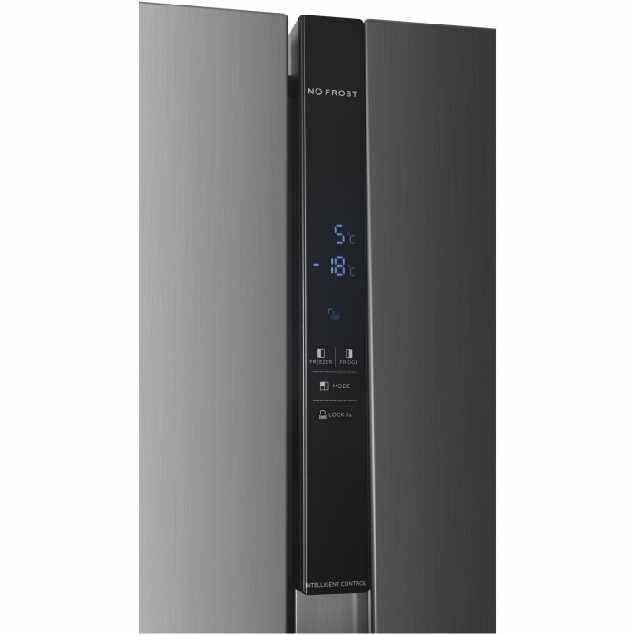Side by side Heinner HSBS-HM529NFXWDE++, 529 l, Full No Frost, Clasa E, Compersor Dual Inverter, Display LED cu touch, Dozator apa, Iluminare LED, Blocare acces copii, H 177 cm, Inox [7]