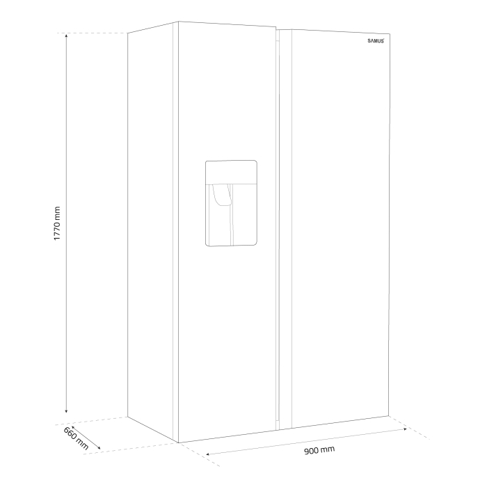 Side by Side Samus SSX-670NFIDE, 513 l, Full No Frost, Dozator de apa, Clasa E, Inox [8]