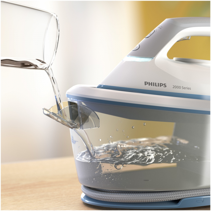 Statie de calcat cu abur Philips seria 2000 PSG2000/20, 2400 W, 6 bari, jet de abur continuu 110 g/min, Jet de abur de 300 g, Talpa ceramica, Rezervor de apa 1.4 l, Oprire automata, sitem de detartrare Smart Calc Clean [4]