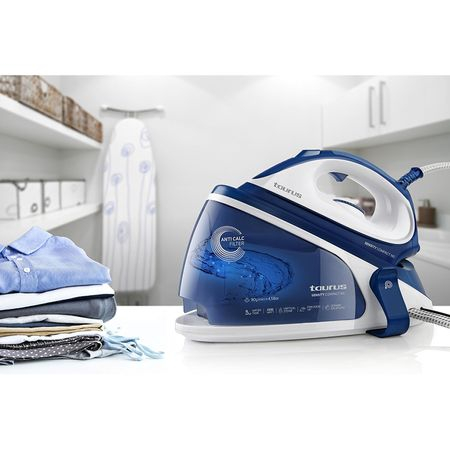 Statie de calcat Taurus Sensity Compact, 2200 W, 4.5 bar, Talpa ceramica, Rezervor 1 l cu incarcare non stop, Termostat reglabil, Alb/Albastru [3]