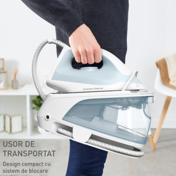 Statie de calcat Tefal Express Optimal SV4210E0, 2200  W,  jet de abur 320  g/min, abur variabil 120  g/min, rezervor detasabil 1.3L,oprire automata, talpa Ceramic Xpress Glide, Alb & albastru   [3]