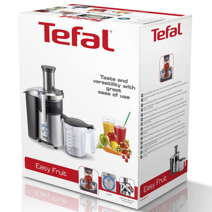 Storcator de fructe Tefal Easy Fruit ZE610D38, 800W, 2 viteze, Recipient pulpa 2l, Recipient suc 1.2l, Inox / Negru [4]