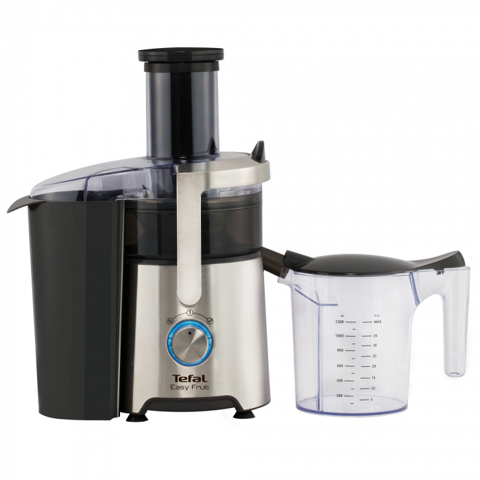 Storcator de fructe Tefal Easy Fruit ZE610D38, 800W, 2 viteze, Recipient pulpa 2l, Recipient suc 1.2l, Inox / Negru [2]