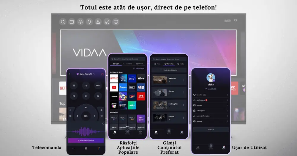 Televizor HD SMART VIDAA NEI 24NE4900, 60 cm, Clasa E, Negru [3]