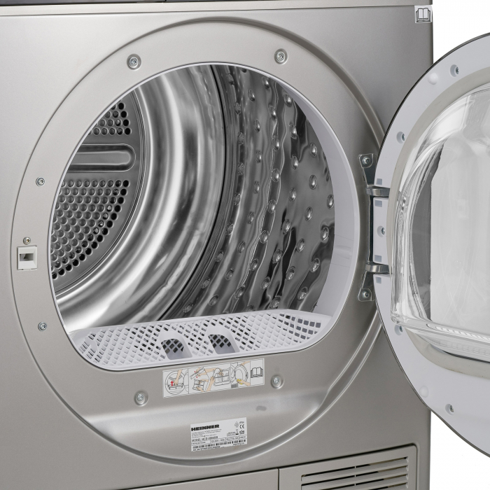 Uscator de rufe Heinner HHPD-V804SA++, Pompa caldura, 8 kg, Display LED, Lumina cuva, Anti-sifonare, Clasa A++, Argintiu [5]