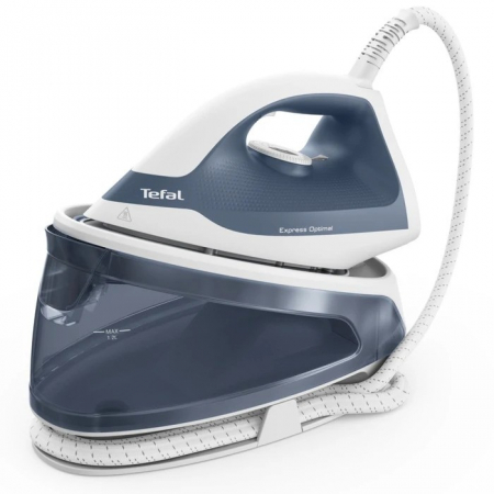 Statii de calcat - Statie de calcat Tefal Express Optimal SV4110E0, 2200 W, 1.2 litri, jet de abur 190 g/min, talpa Xpress Glide, jet de abur vertical, presiune 5 bar, oprire automata, functie anticalcar, albastru