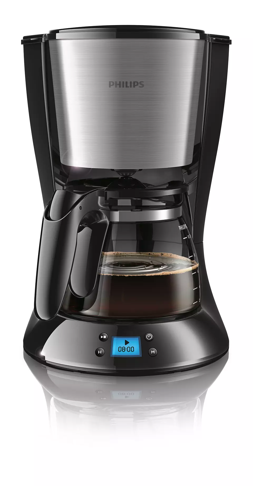 Cafetiera Philips Daily Collection HD7459/20, 1000 W, cana din sticla, afisaj LCD, aroma twister, cronometru, Negru [3]