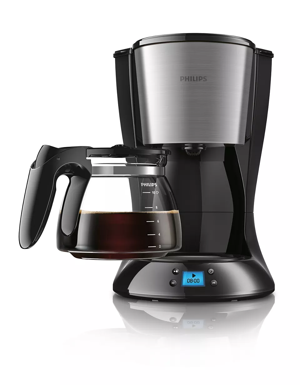 Cafetiera Philips Daily Collection HD7459/20, 1000 W, cana din sticla, afisaj LCD, aroma twister, cronometru, Negru [4]