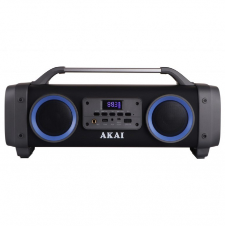 Boxe - Boxa portabila activa Akai ABTS-SH02, 15 W, Bluetooth, USB, Aux in, radio FM, difuzoare Boombox 2.2 canale, functie Karaoke, egalizator, neagra