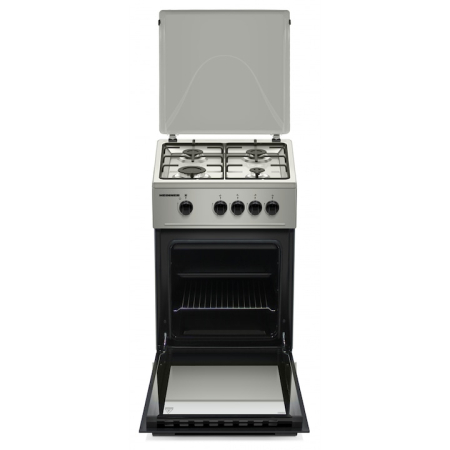 Aragaz HEINNER HFSC-K50SL, Gaz, 4 arzatoare, Duze GPL incluse, Tava si gratar cromat, 50 cm Argintiu [1]