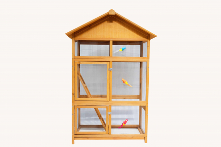 Custi - Voliera din lemn pentru porumbei si papagali BUNTZ, cu acoperis rezistent, usi duble si plasa metalica, ideala pentru papagali si canari, 106 x 57 x 165 cm
