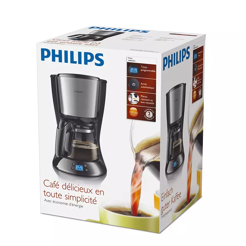 Cafetiera Philips Daily Collection HD7459/20, 1000 W, cana din sticla, afisaj LCD, aroma twister, cronometru, Negru [5]