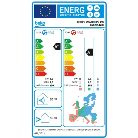 Aer Conditionat BEKO BRHPG095, 9000 BTU, A++/A+, Wi-Fi, Functie Incalzire, Inverter, kit instalare inclus, Alb [3]