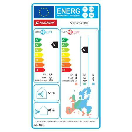 Aparat de aer conditionat Allview Sensy 12 PRO, 12000 BTU, A++ / A+, Wi-Fi, inverter, filtru aer, ionizare, lumina UV, dezumidificare, functie antiacarieni, racire rapida, mod ECO, mod de noapte, alb [4]