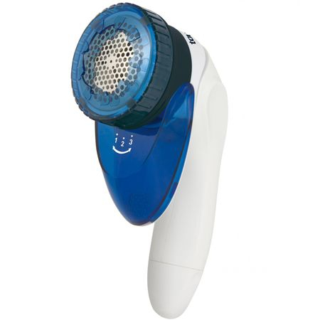 Aspiratoare - Aparat de curatat scame Taurus Perfect, 1.5V, compact, cap flexibil, cutit inox, 3 inaltimi de taiere, periuta de curatat, Alb/Albastru