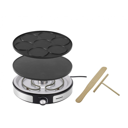 Aparat de facut clatite 2 in 1 HEINNER HCPM-F15RVSS, 1500 W, Placa reversibila 33cm, Invelist antiaderent, Control temperatura Inox/Negru [4]