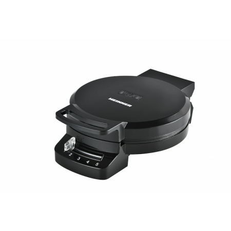 Electrocasnice mici - Aparat de gofre HEINNER HWF-F1200BK, 1200 W, 1 gofra/vafa, Placa fixa cu invelist antiaderent, Diametru 16.2 cm, Depozitare verticala Negru