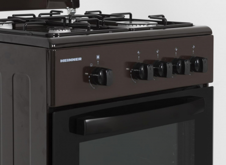 Aragaz Heinner HFSC-SME50BRW, Gaz, 50X50 cm, 4 arzatoare, Dispozitiv siguranta, Capac metalic, Maro [5]