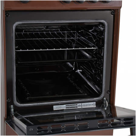 Aragaz Gaz Heinner HFSC-V60BRW, 4 arzatoare, Gaz, Aprindere electrica, Dispozitiv de siguranta plita si cuptor, Duze GPL incluse, 60 cm, Maro [3]