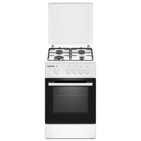 Aragazuri - Aragaz HEINNER HFSC-K50WH, Gaz, 4 arzatoare, Duze GPL incluse, Tava si gratar cromat, 50 cm Alb