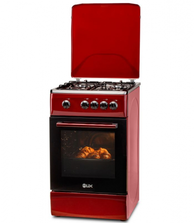 Aragaz LDK 5060 Bordo RMV NG, Gaz, 4 arzatoare, Capac metalic, Siguranta, 50x60 cm, Rosu inchis 4 ANI GARANTIE [1]