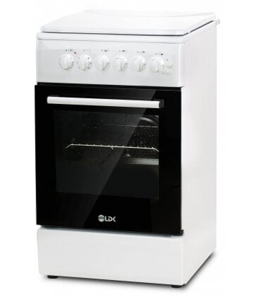 Aragaz LDK 5060 ECAI WH RMV, 4 Arzatoare, Siguranta, Cuptor electric, Aprindere, Iluminare, Capac metalic, 50 x 60 cm, Alb [1]