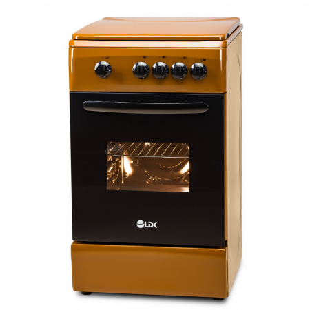 Aragaz LDK 5060 LIGHT BROWN RMV, Gaz, 4 arzatoare, Capac metalic, Siguranta, 50x60 cm, Maro deschis [2]