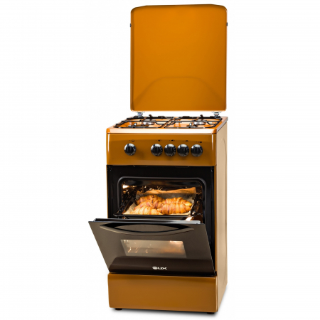 Aragazuri - Aragaz LDK 5060 LIGHT BROWN RMV, Gaz, 4 arzatoare, Capac metalic, Siguranta, 50x60 cm, Maro deschis
