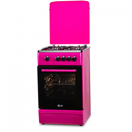 Aragaz LDK 5060 M PURPLE RMV LPG, Gaz, 4 arzatoare, Siguranta plita/cuptor, 46 L, Capac metalic, 50x60 cm, Roz - Copie [1]