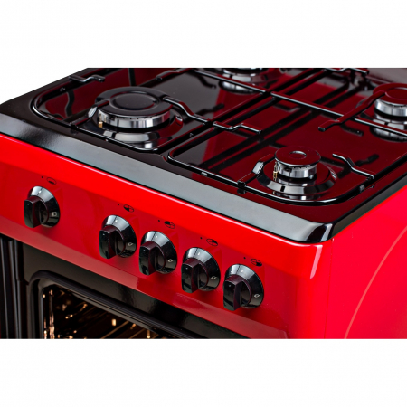 Aragaz LDK 5060 RED FR RMV, 4 Arzatoare, Capac metalic, Siguranta, 50x60 cm, 3 Ani garantie, Rosu, Preinstalare duze NG/LPG [3]