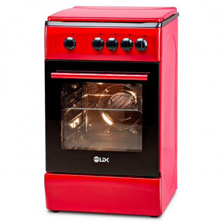 Aragaz LDK 5060 RED FR RMV, 4 Arzatoare, Capac metalic, Siguranta, 50x60 cm, 3 Ani garantie, Rosu, Preinstalare duze NG/LPG [1]