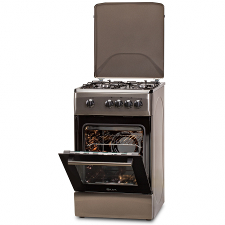 Electrocasnice mari - Aragaz LDK 5060 Shiny Grey RMV LPG, Gaz, 4 Arzatoare, Siguranta, Capac metalic, 50 x 60 cm, Gri