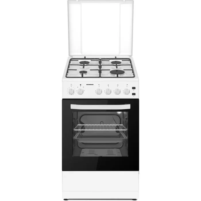 Aragazuri - Aragaz pe gaz Heinner HFSC-S60LITGWH, 50 x 60, 4 arzatoare, Aprindere electrica, Alb