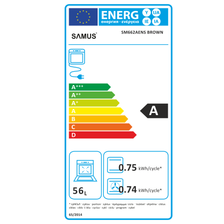 Aragaz Samus SM662AENS BROWN, 4 arzatoare, cuptor 56 l, Clasa A, Maro [1]