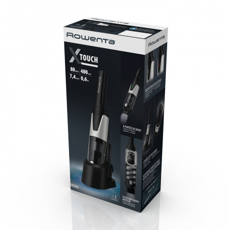 Aspirator de mana Rowenta X-touch AC9736WO, autonomie 10 min, 2 accesorii, recipient 200ml, gri&alb [4]