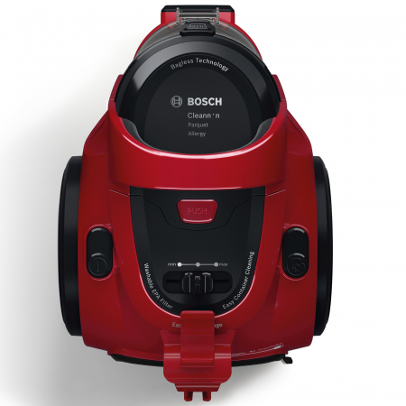 Aspirator fara sac Bosch 3A BGC05AAA2, 700W, 1.5 l, Filtru igienic PureAir, Perie parchet, Easy Clean, Rosu/Negru [4]