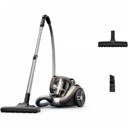 Aspiratoare - Aspirator fara sac Rowenta Compact Power XXL RO4B30EA, 900W, recipient pentru praf XXL de 2.5 L, filtrare 99.98%, design compact, raza de operare 8.8m, gri