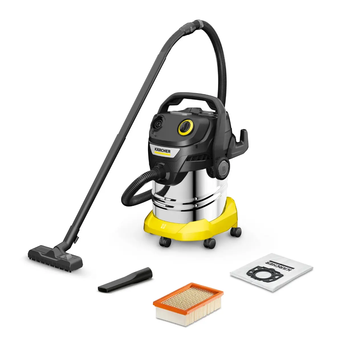 Aspirator Karcher WD 5 S V - 25/5/22, umed/uscat, recipient otel 25L, 1100W, Galben/Negru [1]