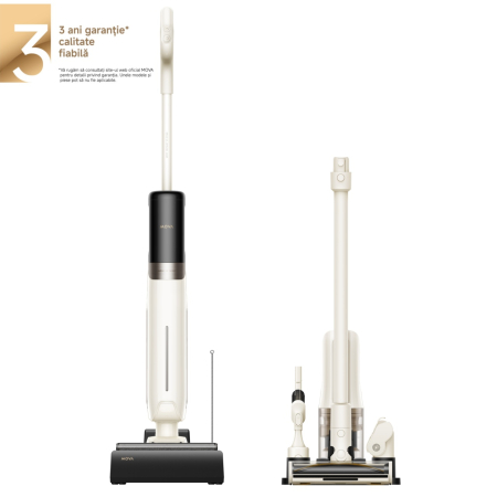 Aspiratoare - Aspirator vertical si mop MOVA K30 Mix, 600 ml, LED, 18000Pa, Alb