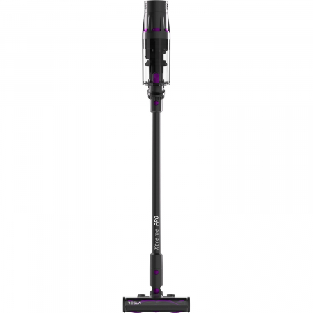 Aspirator vertical Tesla HS505GP, 500W, autonomie 70 min, 29.6V, display digital, sensor praf, filtru Hepa, capacitate 0.6 l, capacitate baterie 3000mAh, gri/mov [1]