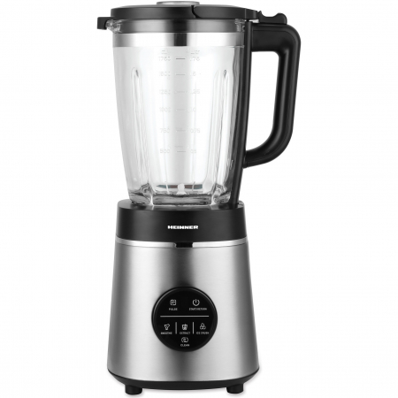 Blendere - Blender de masa Heinner Bette Noir HBL-D1400SS, 1400W, capacitate bol sticla 1.75L, control digital, viteza variabila, multifunctiona, autocuratare, sistem siguranta, lame inox, carcasa inox, negru/argintiu