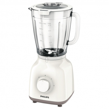 Blendere - Blender Philips Daily Collection HR2105/00, 400 W, 1.25 l, 2 Viteze, Functie impuls, Alb