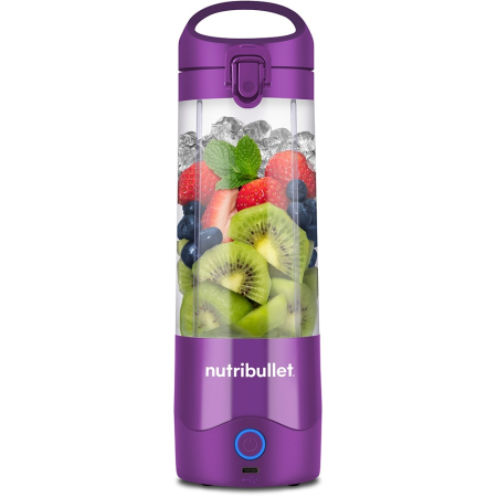 Blendere si mixere - Blender portabil Nutribullet® NBP003PU, Cupa 475 ml, USB-C, Mov