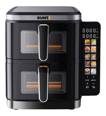 Friteuze - BUNTZ Air Fryer digital, Arete BAF-10x2, 2800 W, 11L, control tactil, termostat ,timer, Negru