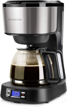 Cafetiera digitala Taurus Verona Legend, 900 W, 1.25 l, timer, plita incalzire, display LCD, oprire automata, Negru/Inox [6]