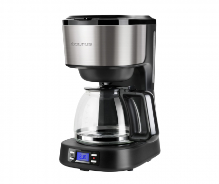 Aparate cafea si ceai - Cafetiera digitala Taurus Verona Legend, 900 W, 1.25 l, timer, plita incalzire, display LCD, oprire automata, Negru/Inox