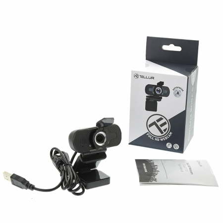 Camere web - Camera web Tellur Full HD, 2MP, autofocus, microfon, Negru