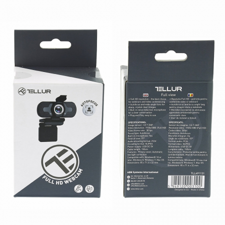Camera web Tellur Full HD, 2MP, autofocus, microfon, Negru [1]