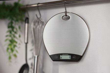 Cantar de bucatarie Heinner HKS-5RSS, 5kg, platforma inox, display lcd, control touch, gradare: 1g, functie Cantarire lichide, design pentru depozitare verticala, baterii: 1 x cr2032 (inclus) [2]